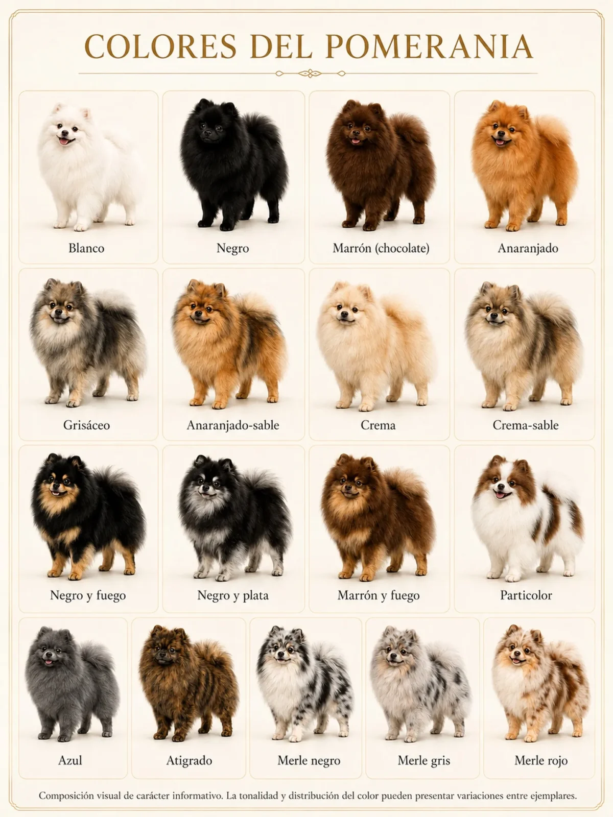 Colores del pomerania informativo 3x4 alta resolucion