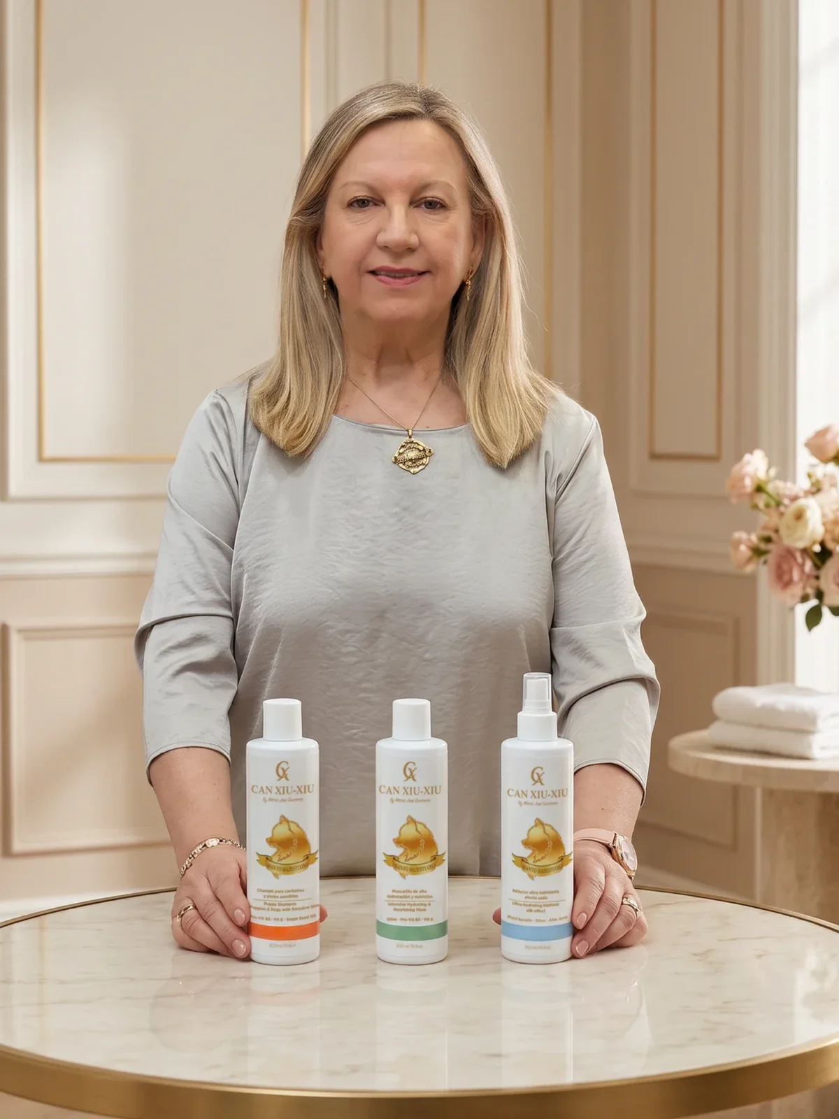 María José Guerrero con la cosmética de Can Xiu-Xiu