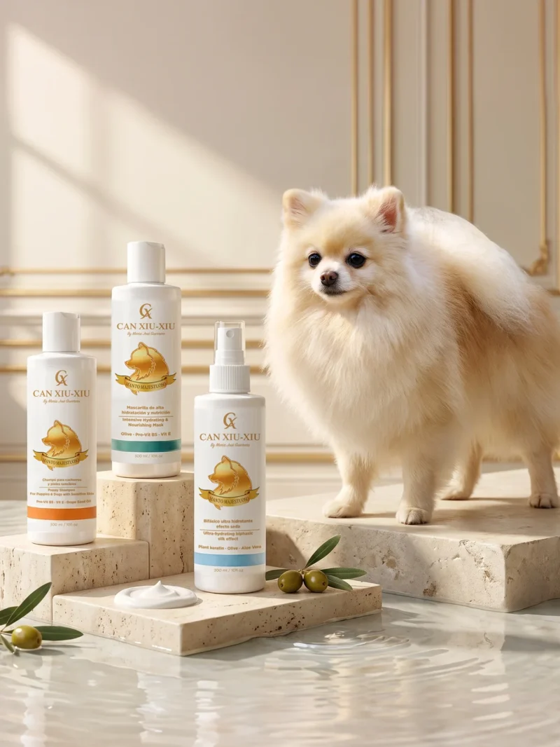 Pack Piel Sensible de cosmética Can Xiu-Xiu con un Pomerania blanco