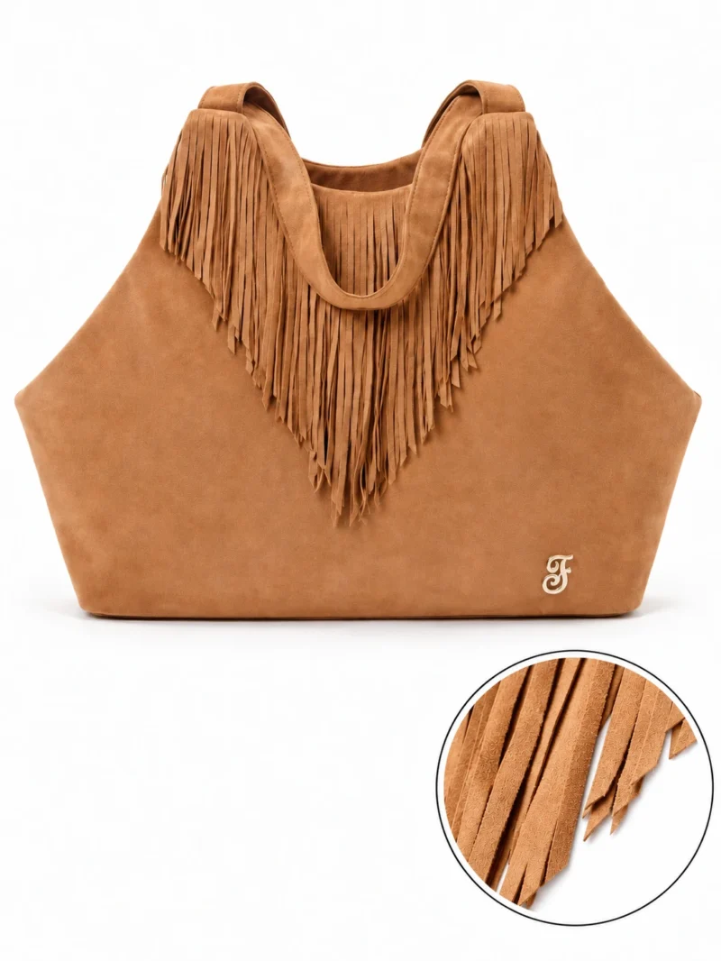 Bolso Kaya Camel, bolso con flecos para perro