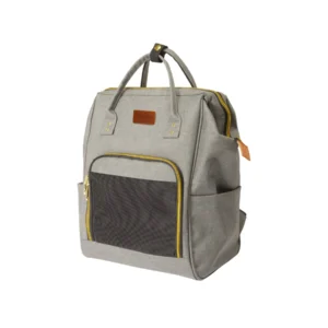 Mochila de transporte gris grande para perro, vista frontal